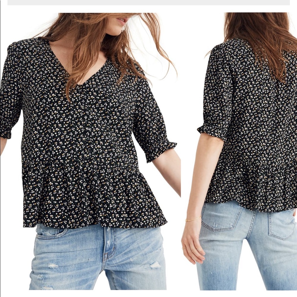 Madewell Courtyard Ruffle Trim Top